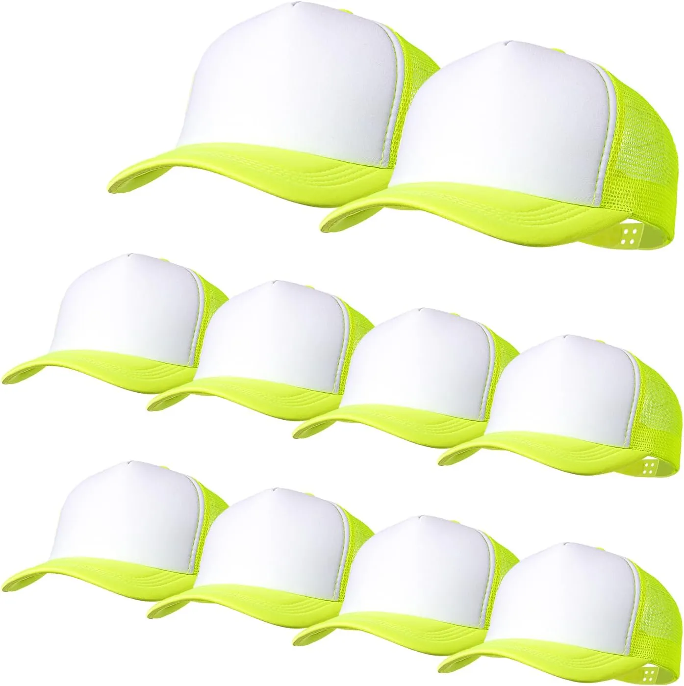 10 Pack of Blank Trucker Hat Bulk Mesh Cap Men and Women Baseball Cap DIY Graffiti Hot Stamping Duck Tongue Cap