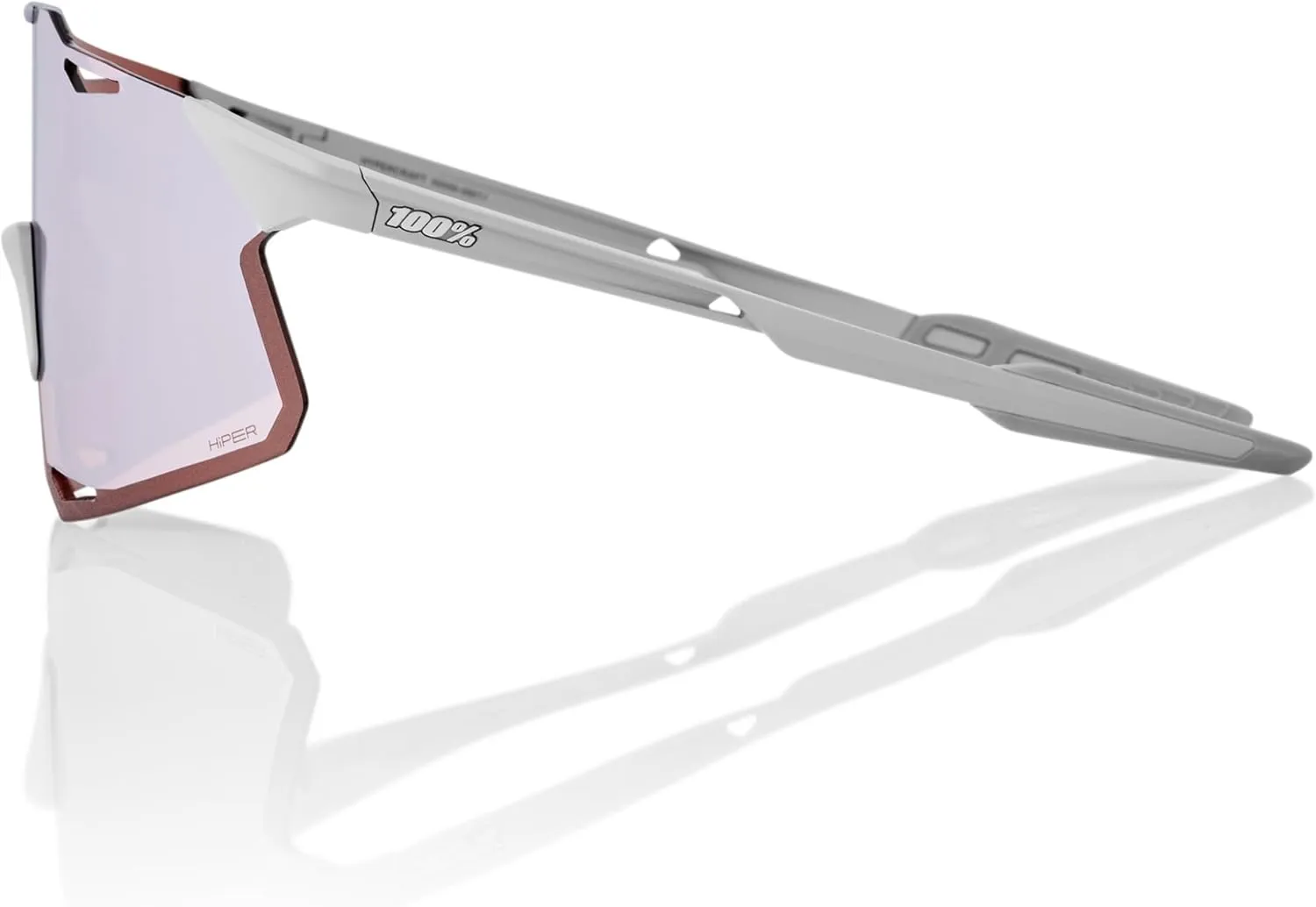 100% HYPERCRAFT Sport Performance Frameless Sunglasses (Matte Stone Grey - HiPER Crimson Silver Mirror Lens)