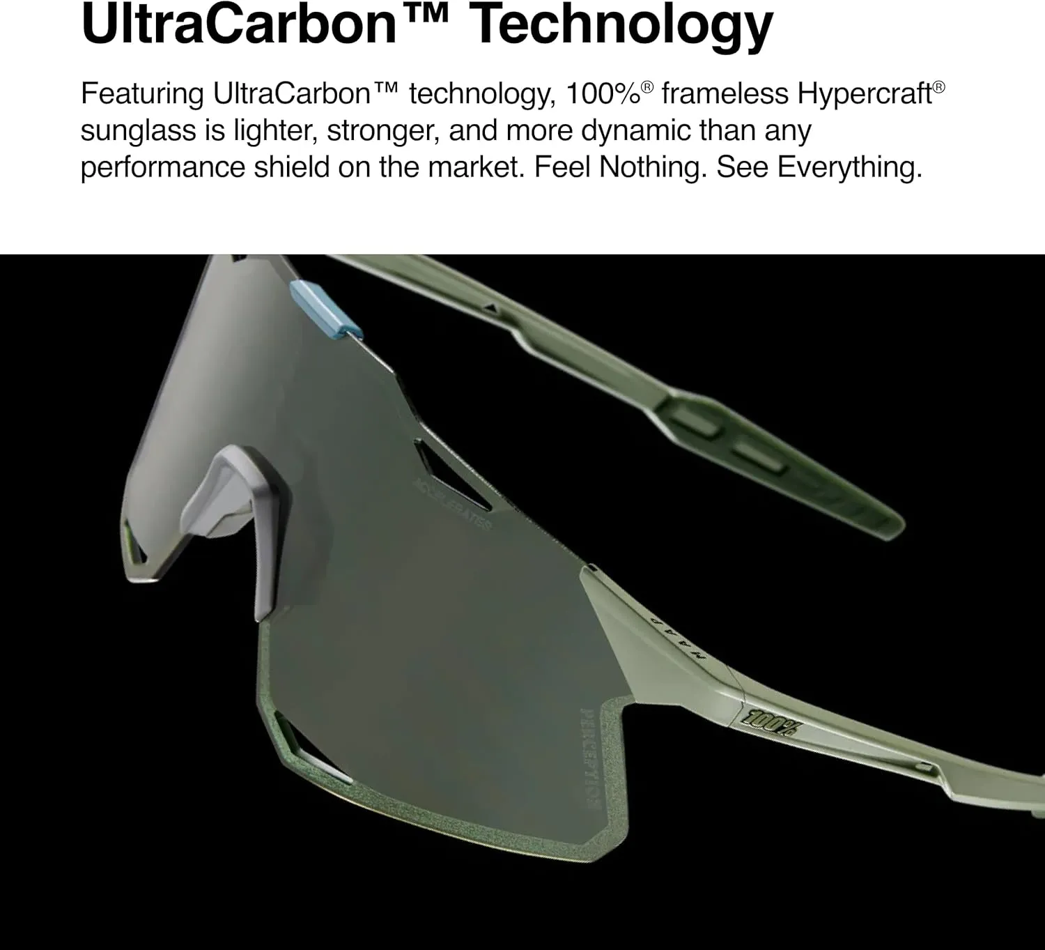 100% HYPERCRAFT Sport Performance Frameless Sunglasses (Matte Stone Grey - HiPER Crimson Silver Mirror Lens)