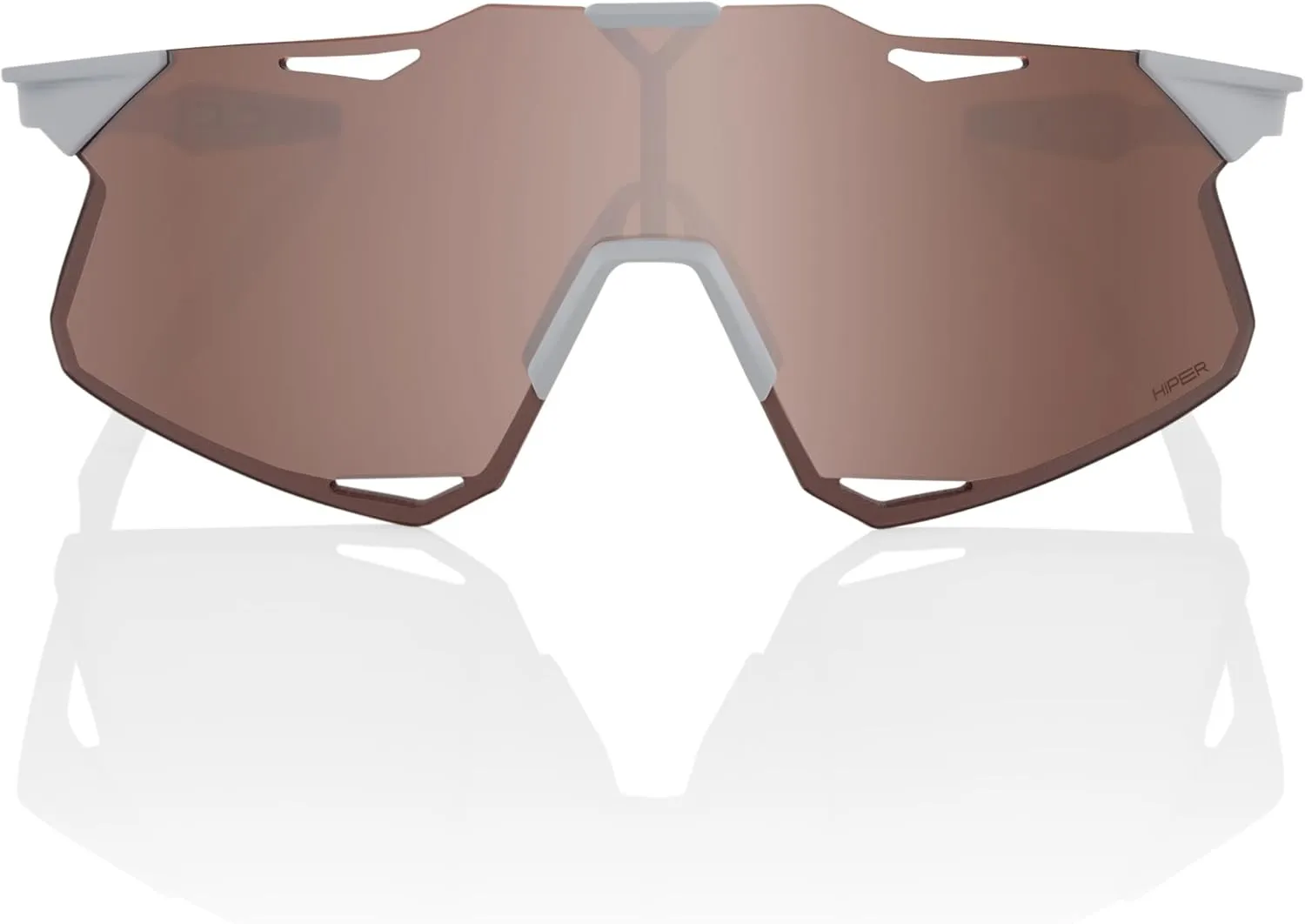 100% HYPERCRAFT Sport Performance Frameless Sunglasses (Matte Stone Grey - HiPER Crimson Silver Mirror Lens)