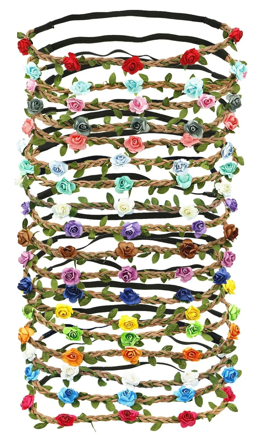 18 PCS Multicolor Flower Headband Women Girl Bohemian Flower Crown Garland headpieces For Festival Wedding