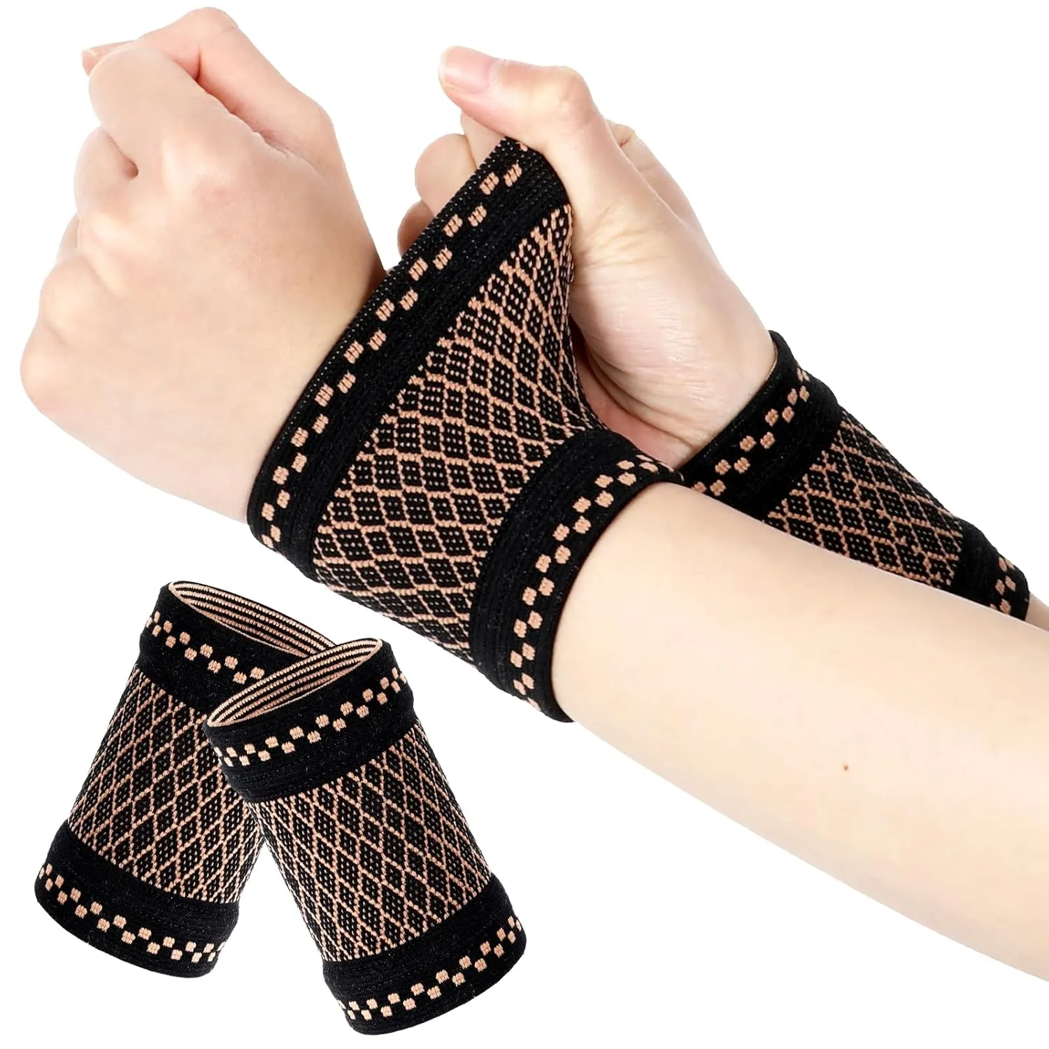 2 PCS Compression Wrist Brace Wrist Bands for Pain Women Soft Wrists Brace for Tendonitis Wrists Bands for Pain Soft Wrap Wristbands Support for Improved Circulation for Men Sport Fitness Workout