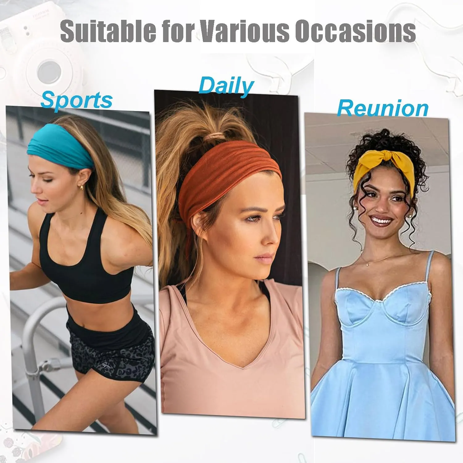 4-Piece Adjustable Knotted Headbands for Women - Elastic, Fashionable Sports & Workout Headbands