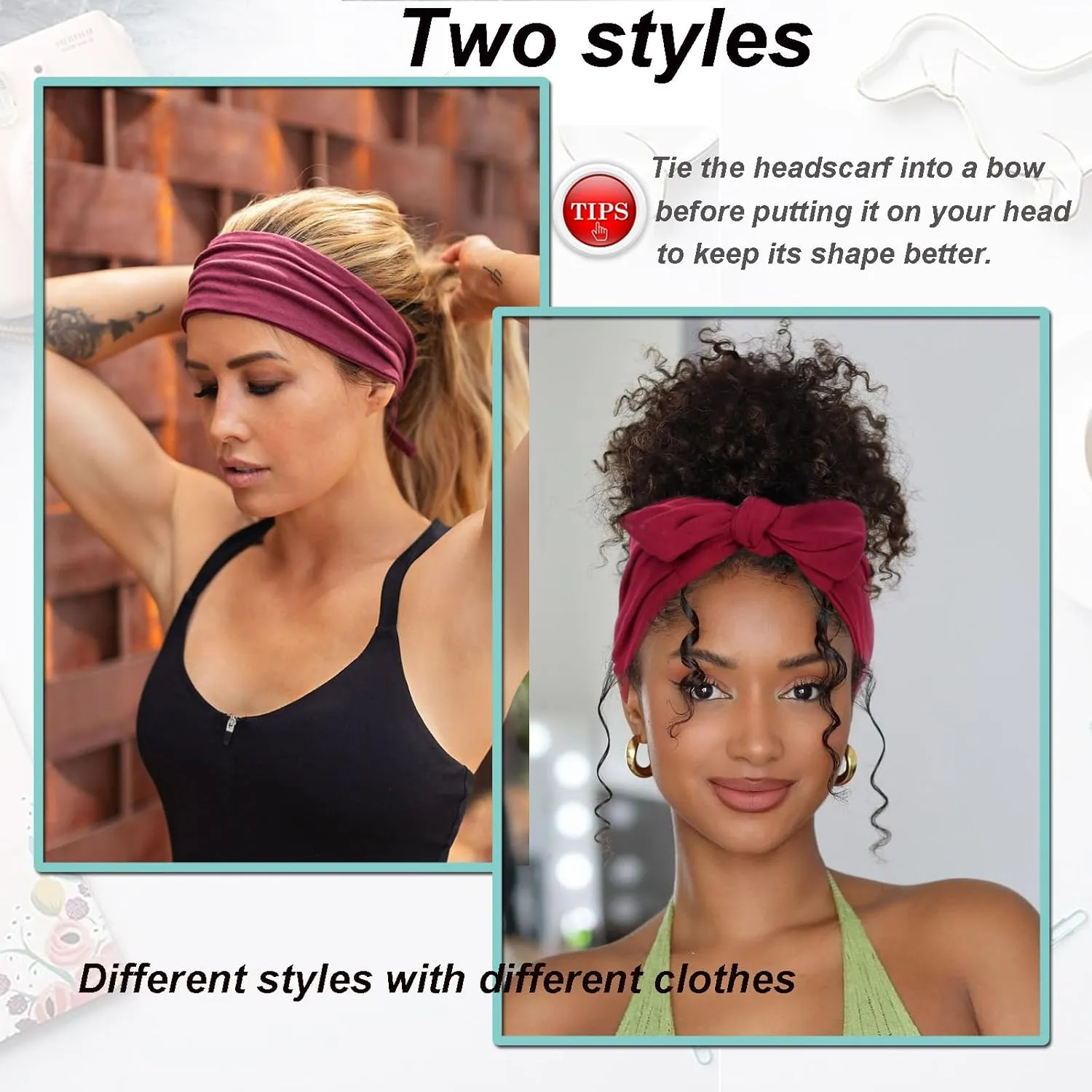 4-Piece Adjustable Knotted Headbands for Women - Elastic, Fashionable Sports & Workout Headbands