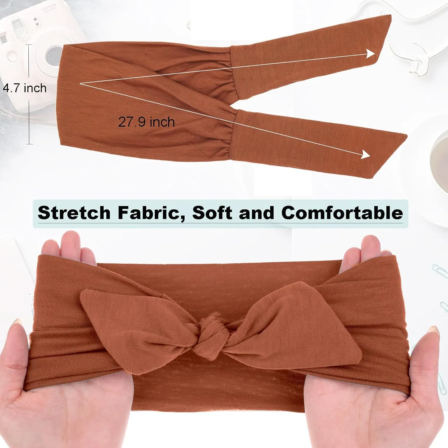 4-Piece Adjustable Knotted Headbands for Women - Elastic, Fashionable Sports & Workout Headbands