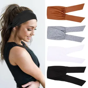 4-Piece Adjustable Knotted Headbands for Women - Elastic, Fashionable Sports & Workout Headbands