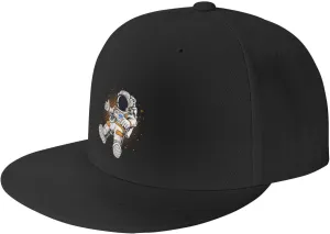Astronauts Flying in Space Snapback Hats for Men Baseball Cap Trucker Hat Flat Brim Hats