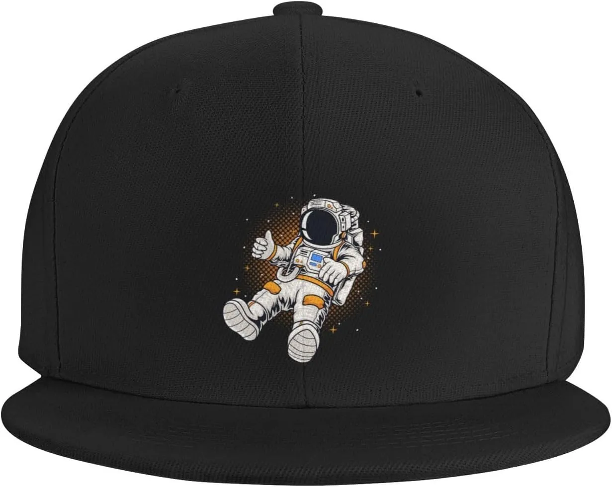 Astronauts Flying in Space Snapback Hats for Men Baseball Cap Trucker Hat Flat Brim Hats