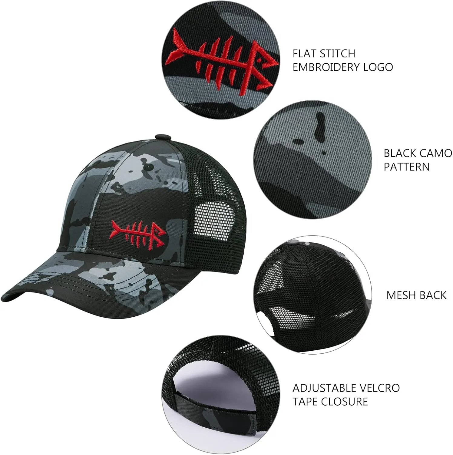 BASSDASH Kids Youth Fishing Sun Hat Mesh Back Adjustable Baseball Trucker Cap for Boys Girls Toddler