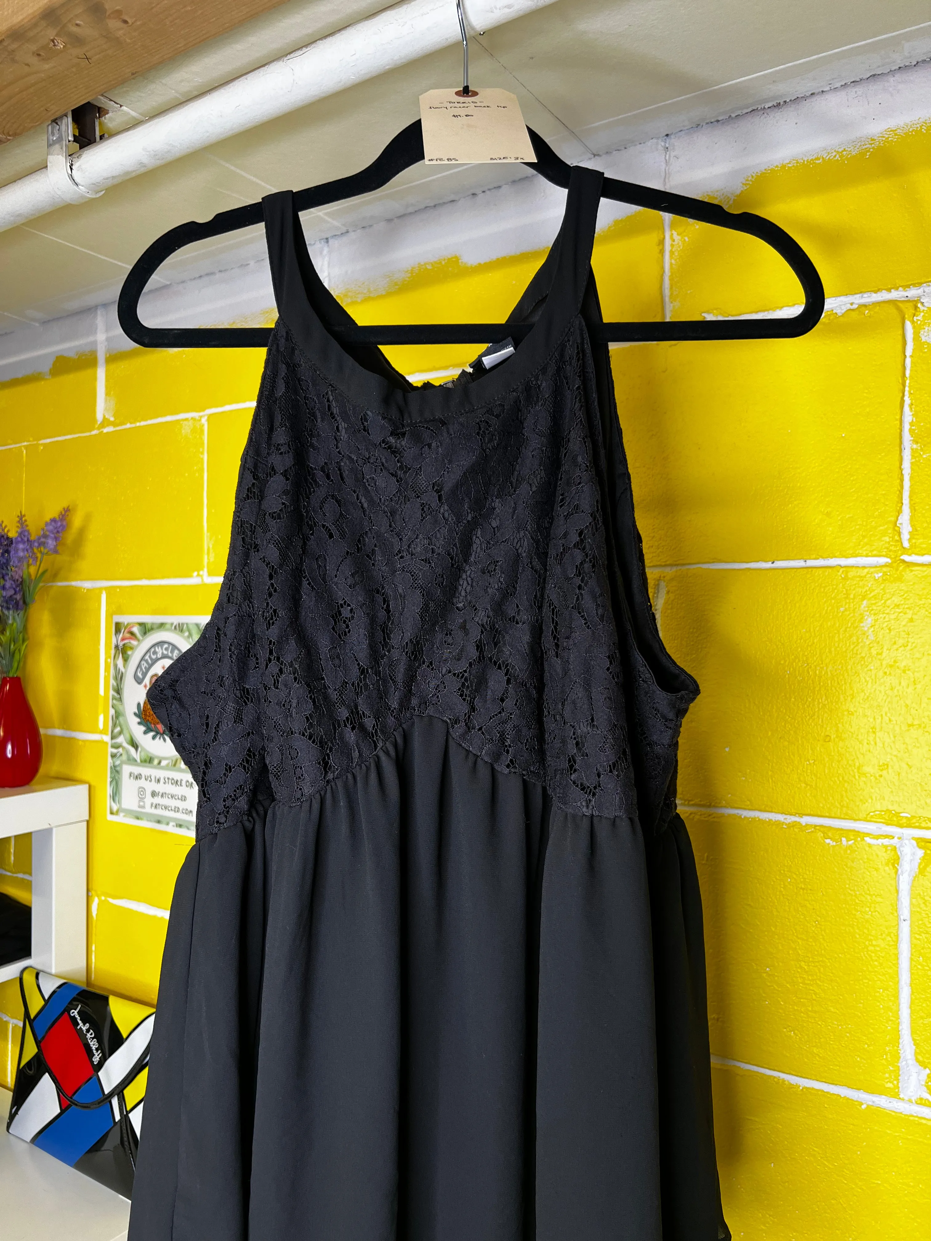 black lace peplum chiffon tank - 3x