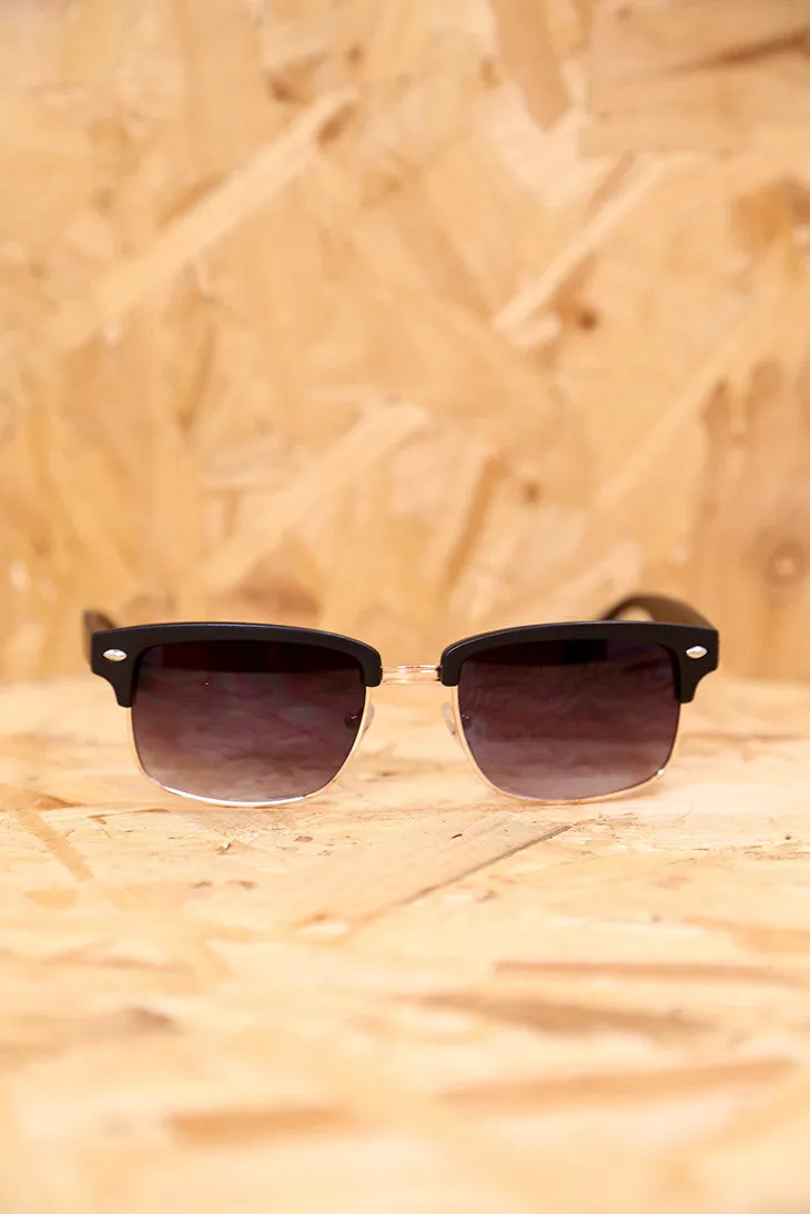 Black Rectangle Clubmaster Sunglasses
