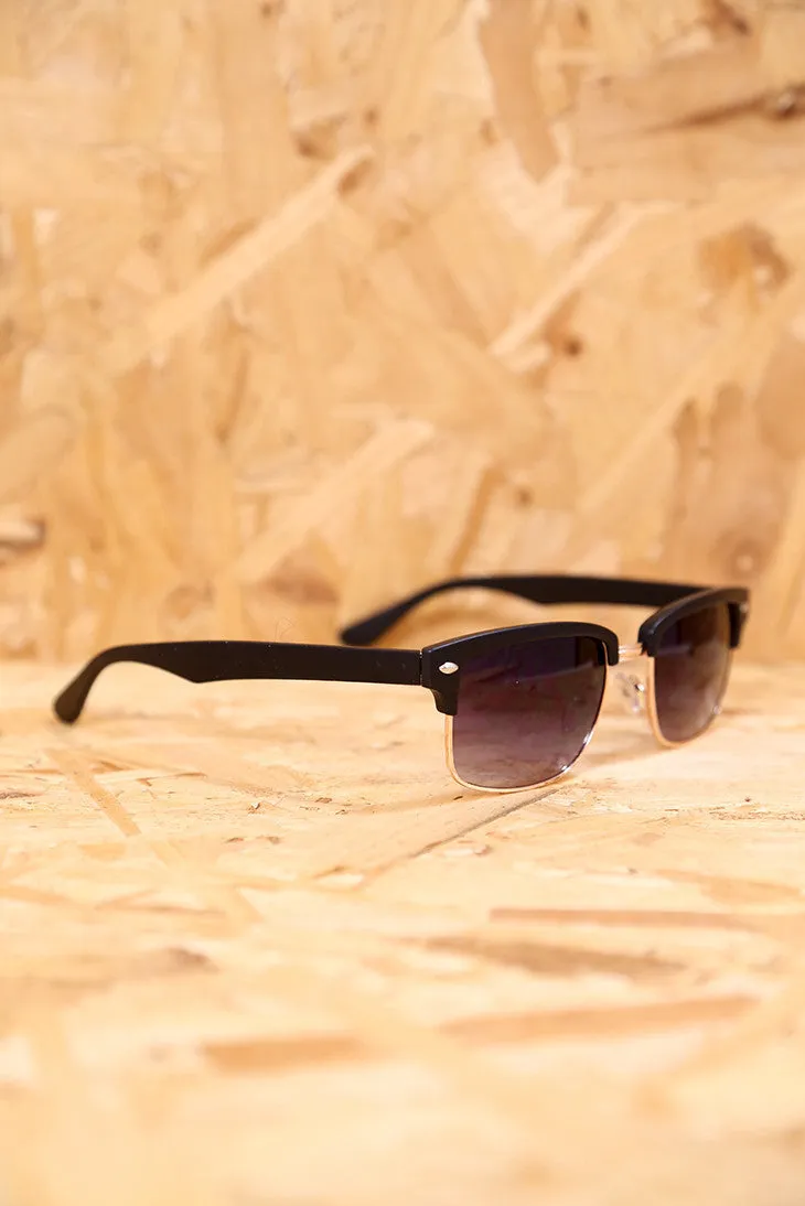 Black Rectangle Clubmaster Sunglasses