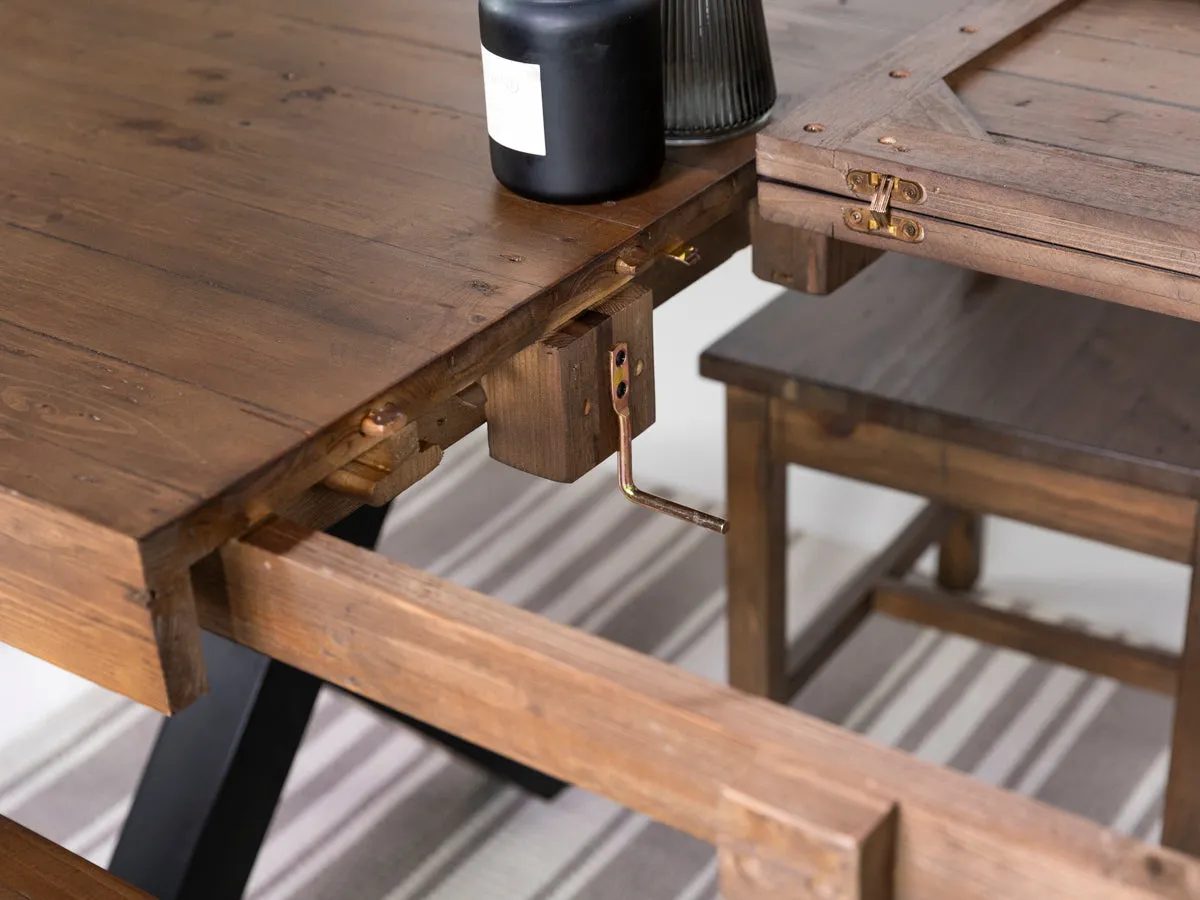 Brooklyn Large Extendable Cross Leg Dining Table (180cm - 240cm) & Auburn Brown Dining Chairs