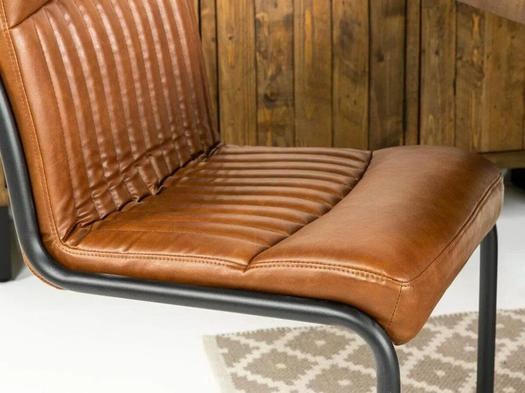 Brooklyn Large Extendable Cross Leg Dining Table (180cm - 240cm) & Auburn Brown Dining Chairs