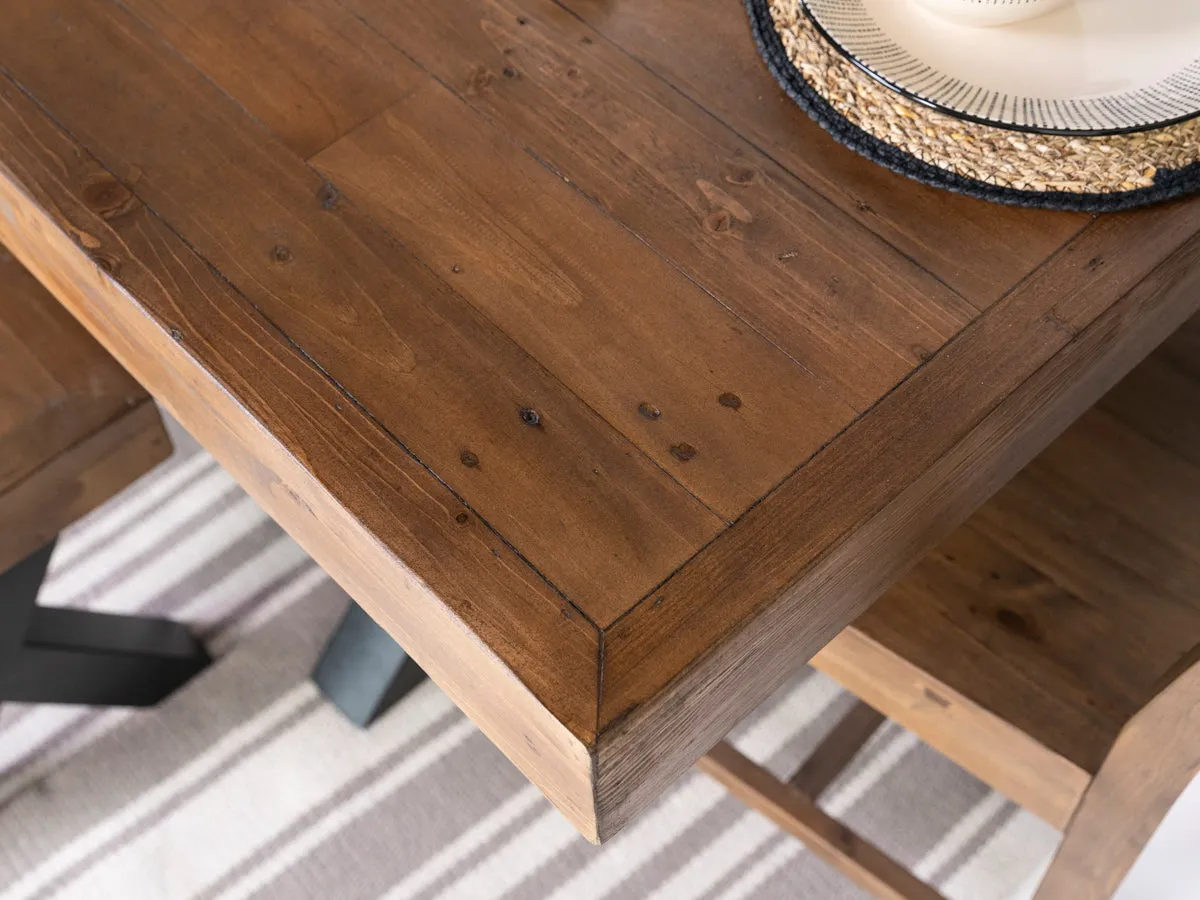 Brooklyn Large Extendable Cross Leg Dining Table (180cm - 240cm) & Auburn Brown Dining Chairs