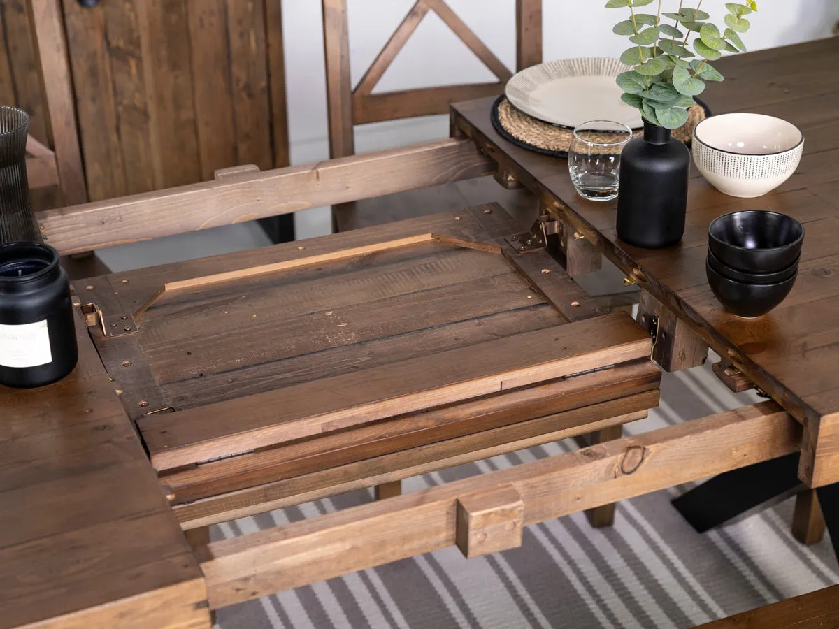 Brooklyn Large Extendable Cross Leg Dining Table (180cm - 240cm) & Auburn Brown Dining Chairs