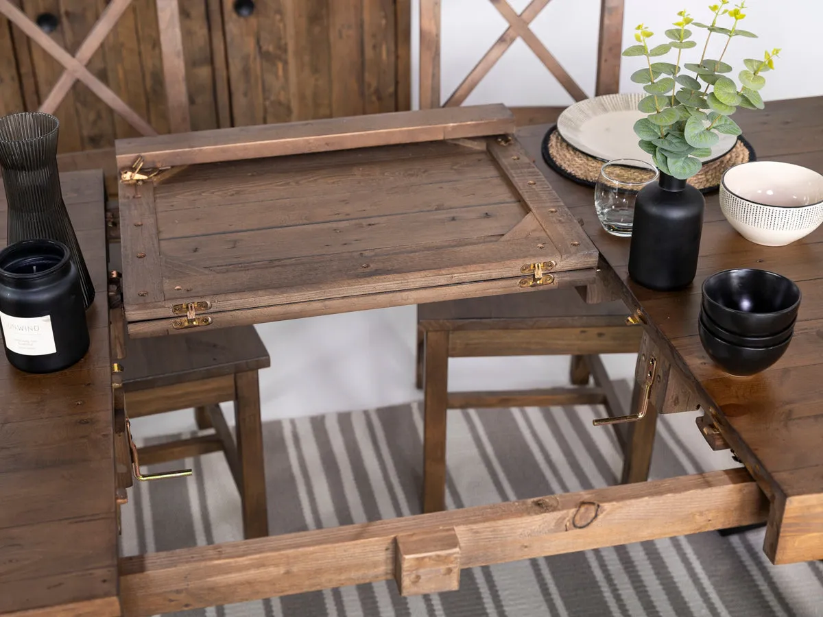 Brooklyn Large Extendable Cross Leg Dining Table (180cm - 240cm) & Auburn Brown Dining Chairs