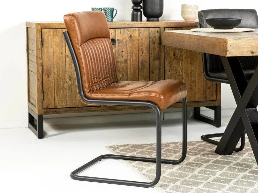 Brooklyn Large Extendable Cross Leg Dining Table (180cm - 240cm) & Auburn Brown Dining Chairs
