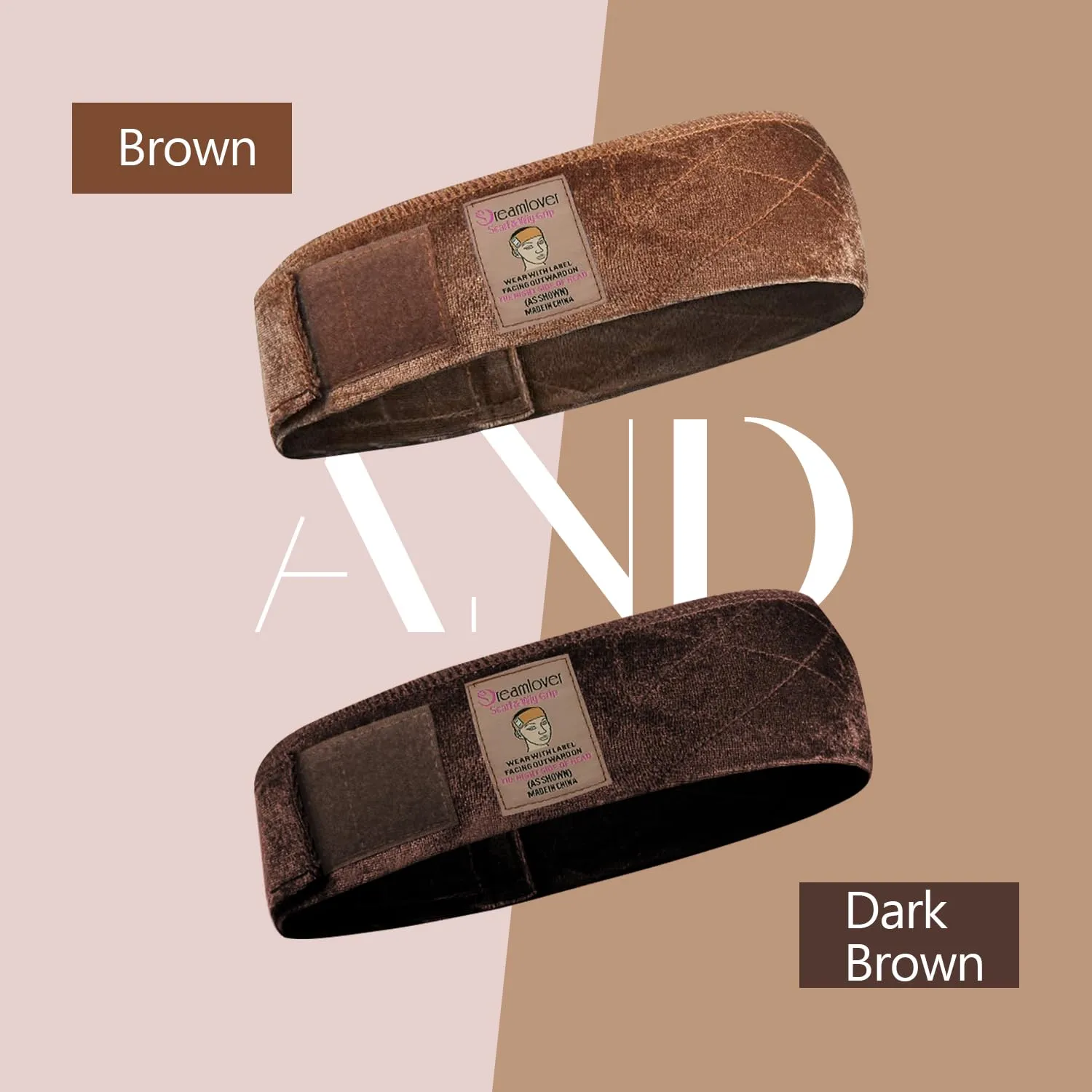 Dreamlover Wig Grip Band, Velvet Wig Grip, Brown, 2 Pieces