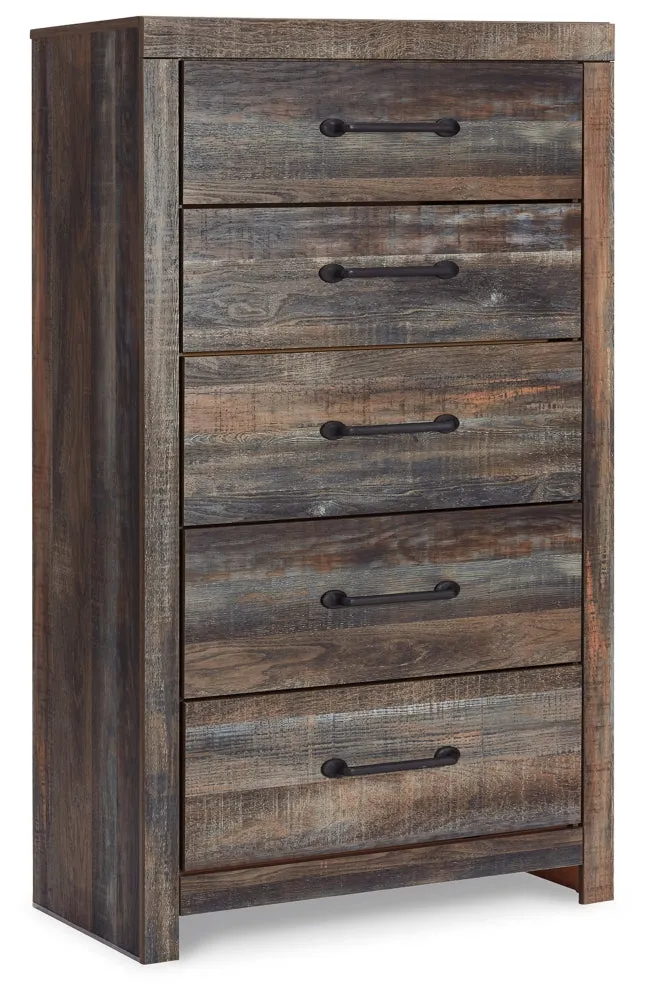Drystan Queen/Full Bookcase Headboard Bed with Mirrored Dresser, Chest and 2 Nightstands