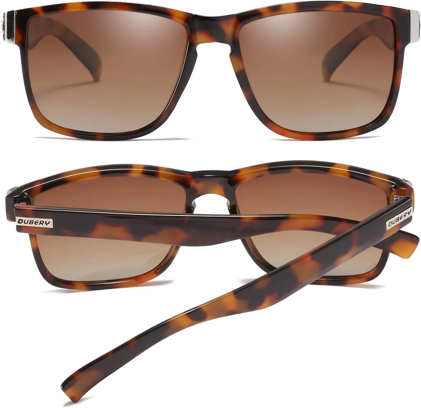 DUBERY Vintage Polarized Sunglasses for Men Women Retro Square Sun Glasses D518