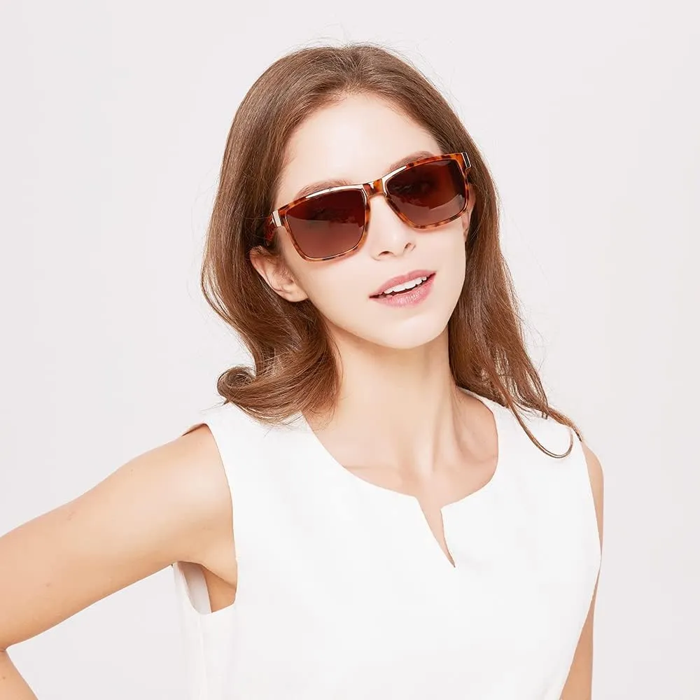 DUBERY Vintage Polarized Sunglasses for Men Women Retro Square Sun Glasses D518