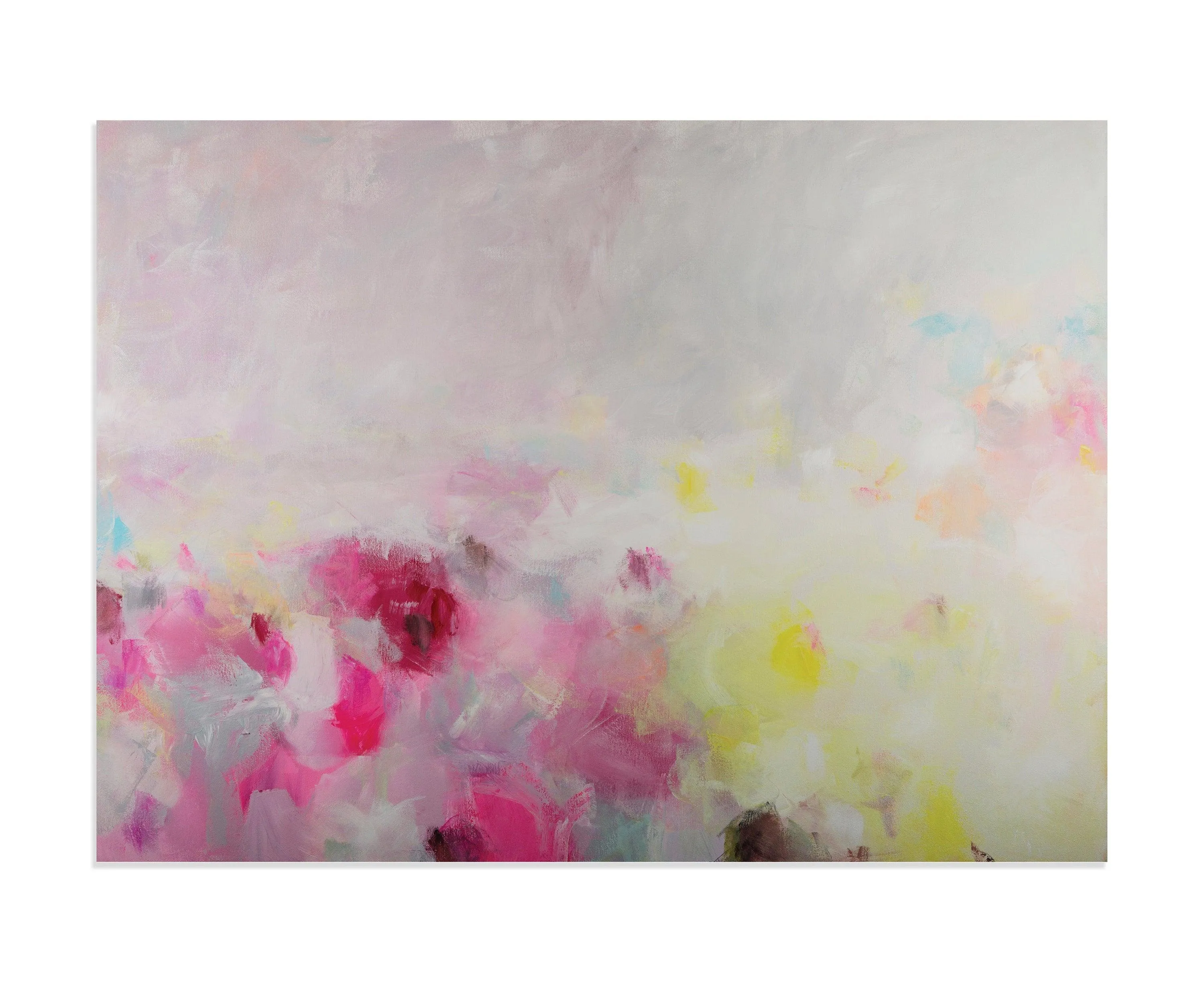 Extra large modern pink wall art, Landscape print, large abstract painting print, pink and yellow painting, acrylic abstract painting