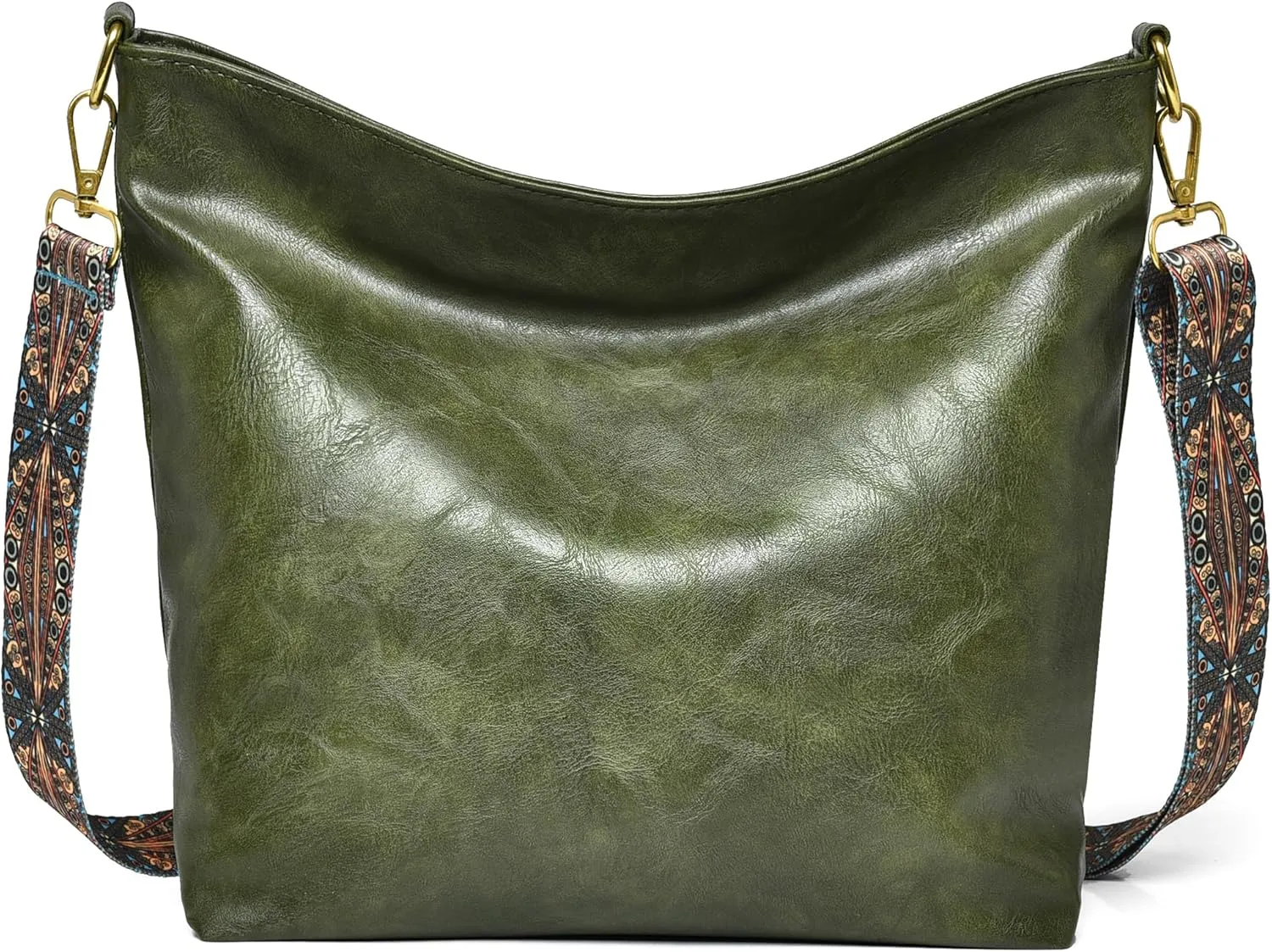 Fashion Hobo Bags for Women Vegan Leather Crossbody Bag with Guitar Strap Shoulder Purses and Handbags