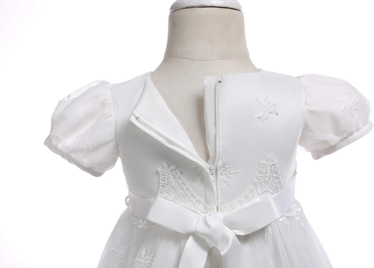 Glamulice Baby-Girls Newborn Satin Christening Baptism Floral Embroidered Dress Gown Outfit