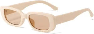IKANOO Retro Rectangle Sunglasses for Women Men Small Square Frame Trendy Y2K 90s Black Sunglasses