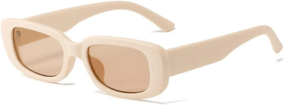 IKANOO Retro Rectangle Sunglasses for Women Men Small Square Frame Trendy Y2K 90s Black Sunglasses