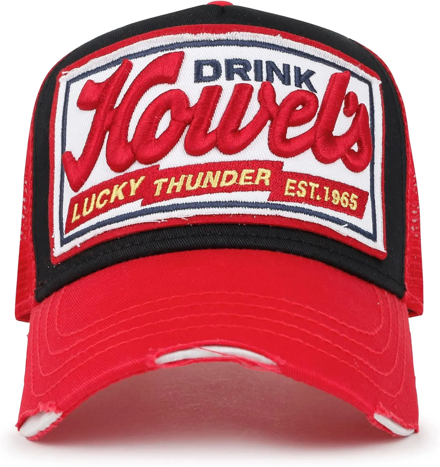 ililily Premium Howels Embroidery Vintage Baseball Cap Distressed Trucker Hat