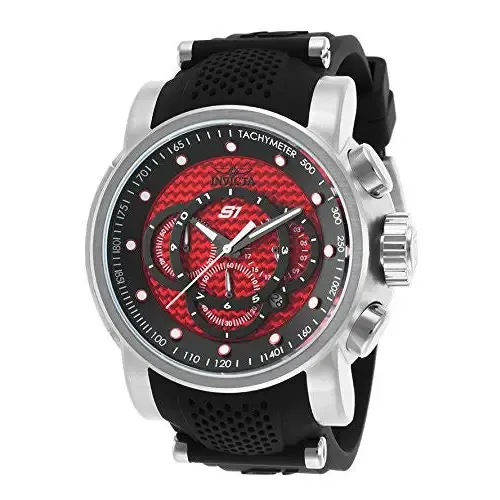 Invicta Men's S1 Rally Chronograph Red Dial Black Silicone Watch 19319