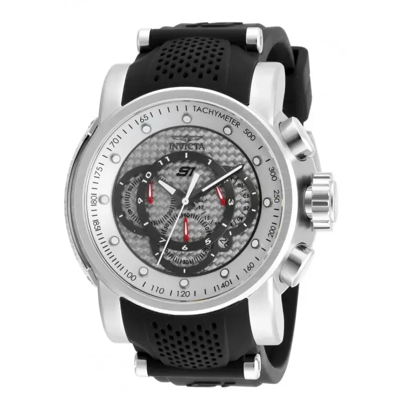 Invicta Men's S1 Rally Chronograph Stainless Steel Black Silicone Watch 19318