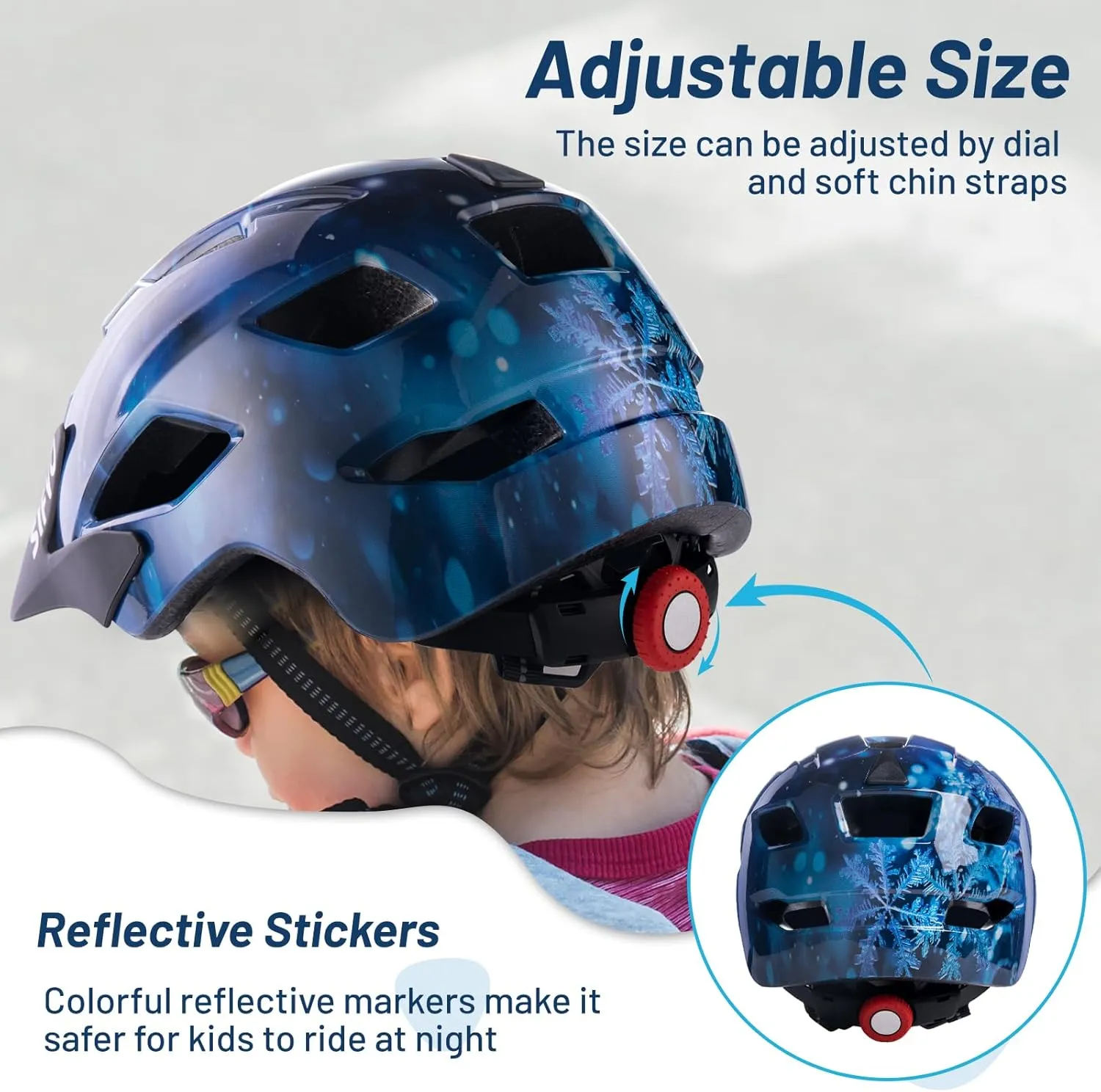 Kids Bike Helmet for Boys & Girls Ages 3-5-8-14,Lightweight Adjustable Bicycle Helmet with Visor & Reflective StrapCPSC Certified for Cycling, Skating, Scooters, from Toddler to Youth2 Sizes