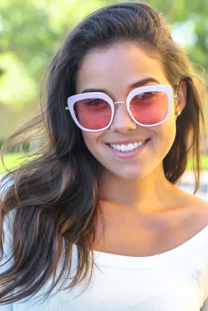 Light Pink Retro Frame Sunglasses Light Pink Retro Frame Sunglasses