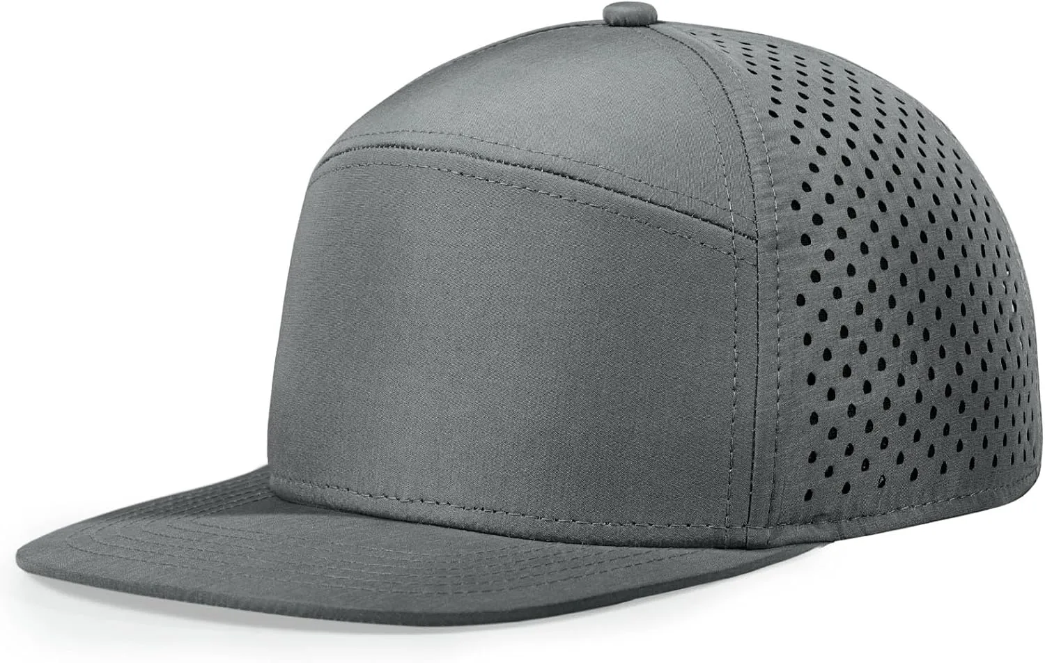 Men's Flat Brim Baseball Cap Adjustable Performance Snapback Trucker Hat Laser Perforated Cap 6 Panel Blank Hats