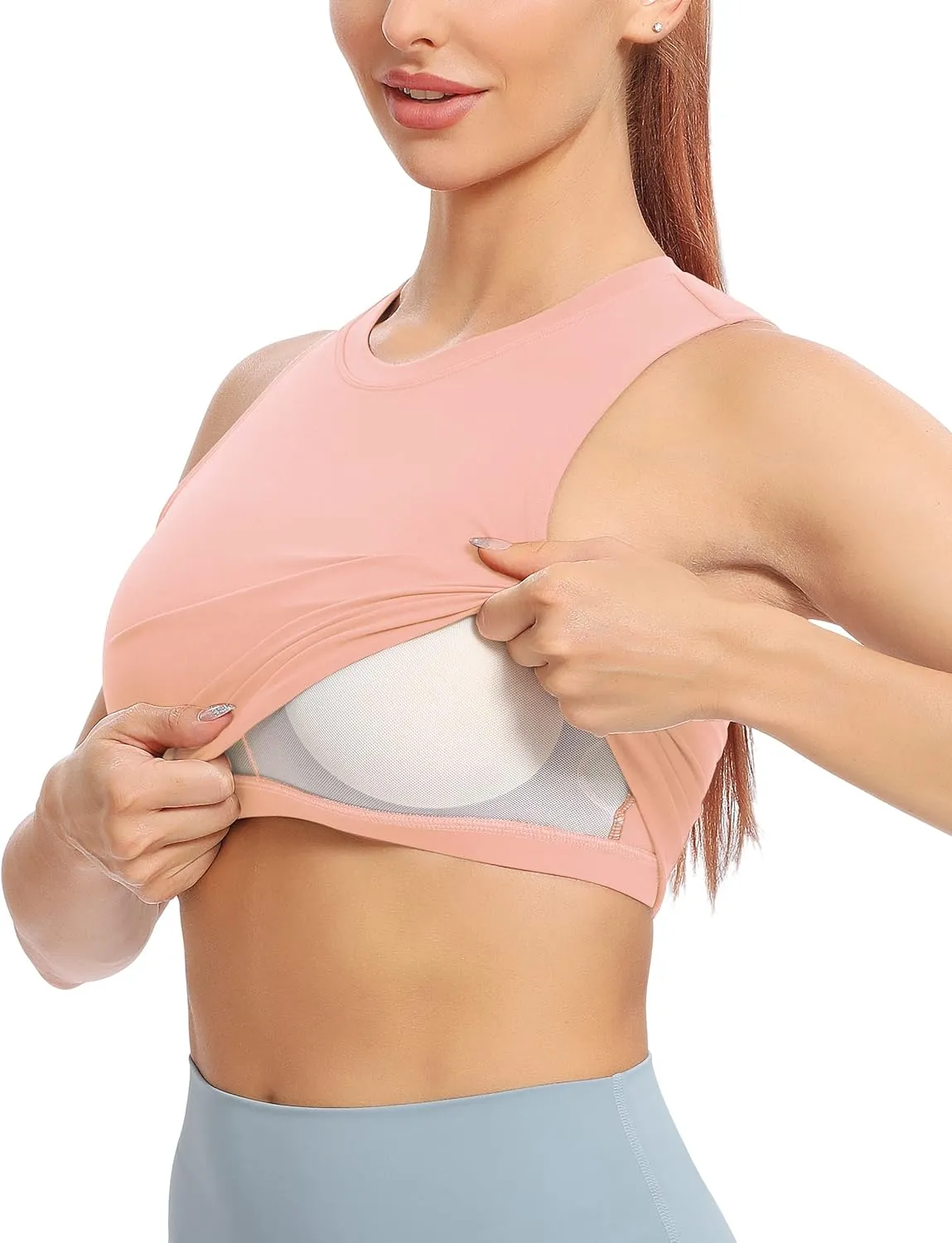 Natural Feelings Nudi Sports Bras for Women Removable Padded Yoga Tank Tops Sleeveless Fitness Workout Crop Tops