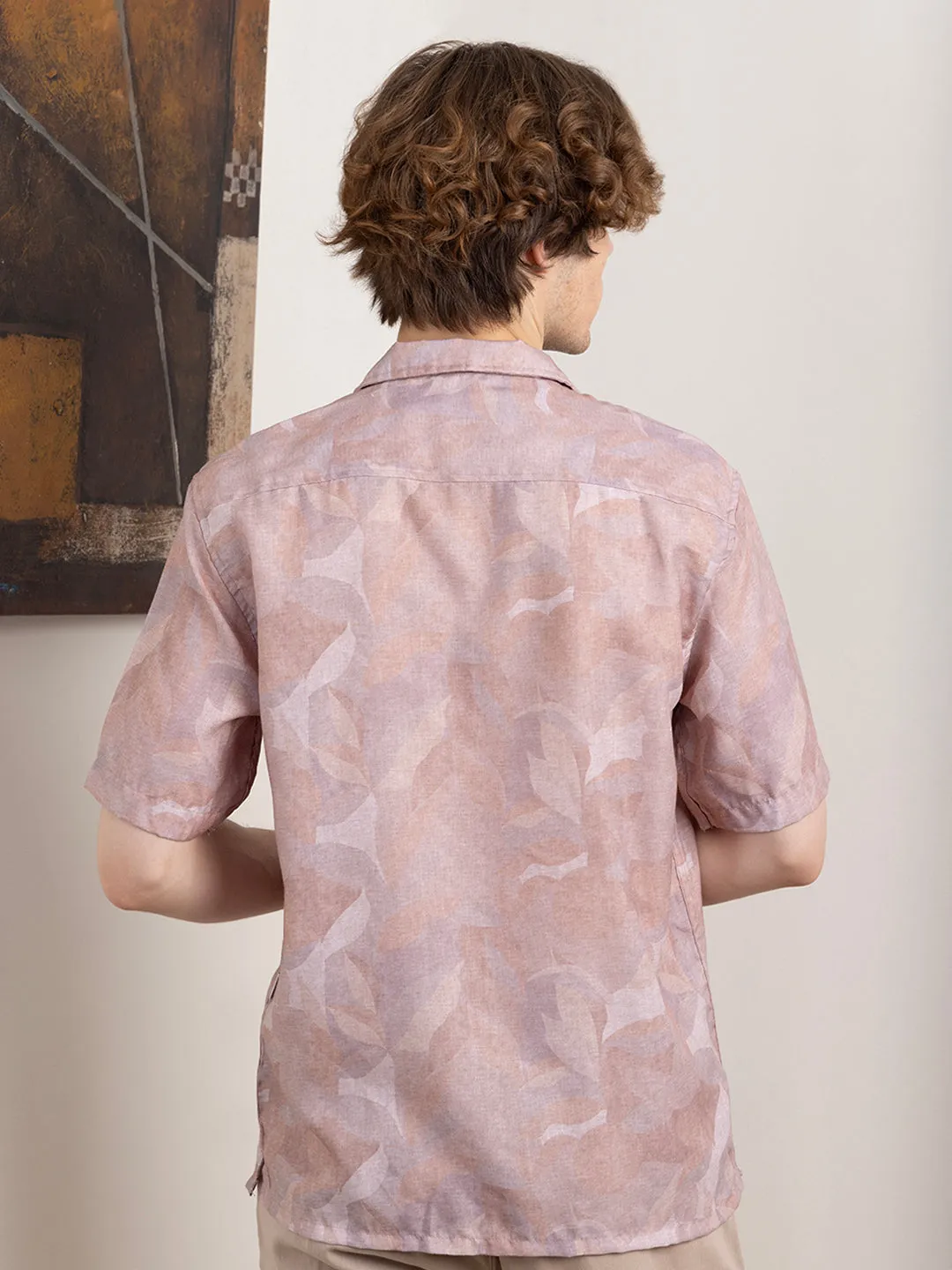 Pink Abstract Printed Resort Shirt