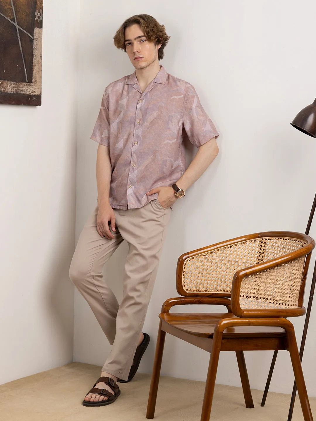 Pink Abstract Printed Resort Shirt