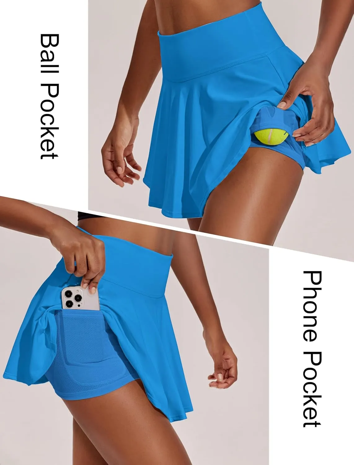PINSPARK Womens Tennis Skirt Pleated Athletic Skirts with Pockets Shorts High Waisted Golf Skort for Workout Pickleball