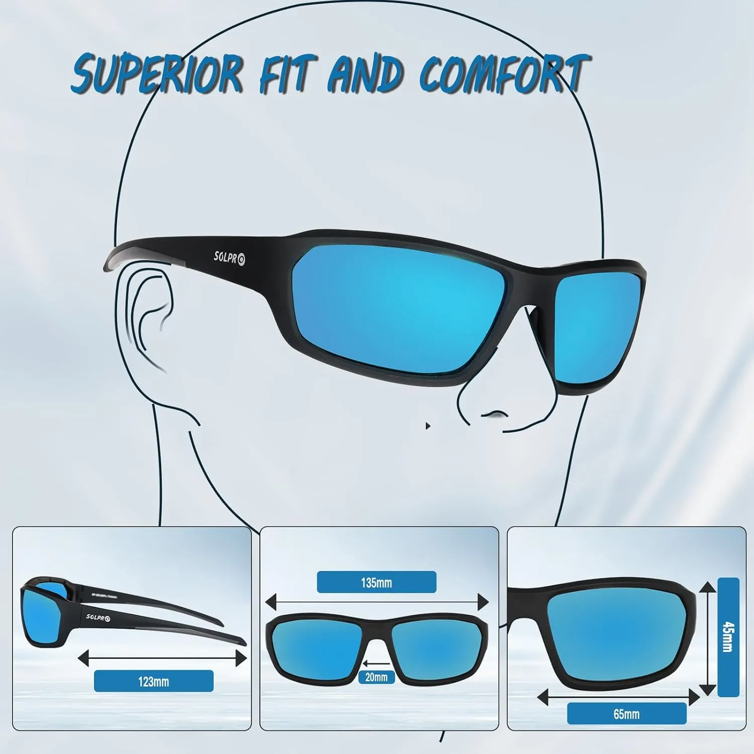 Polarized Motorcycle Riding Glasses UV Protection Foam Padded, Fishing, Golfing, Hiking, Fit Men Women