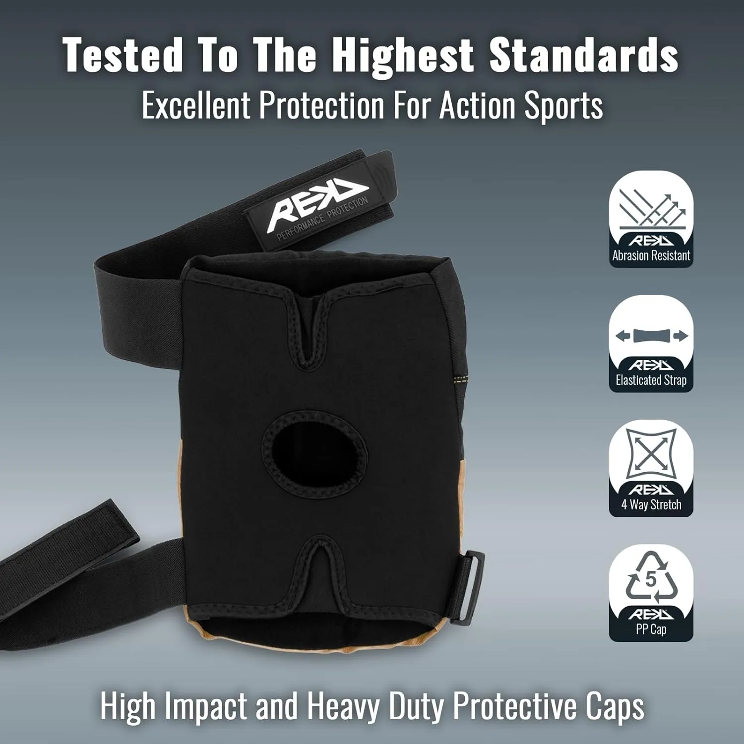 REKD Ramp Knee Pads | Impact Resistant Heavy Duty Neoprene Pads | Set w Adjustable Straps Breathable Material Shock Absorption | Unique Ergonomic Fit for Added Comfort and Safety |Action Sports