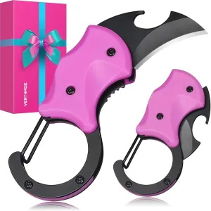 Small Pocket Knife for Women Mom Gifts, Pink Keychain Cute Box Cutter, Knife Gadgets for Hiking Mothers day, Everyday Carry Tools, Christmas Stocking Stuffers for Women Her
