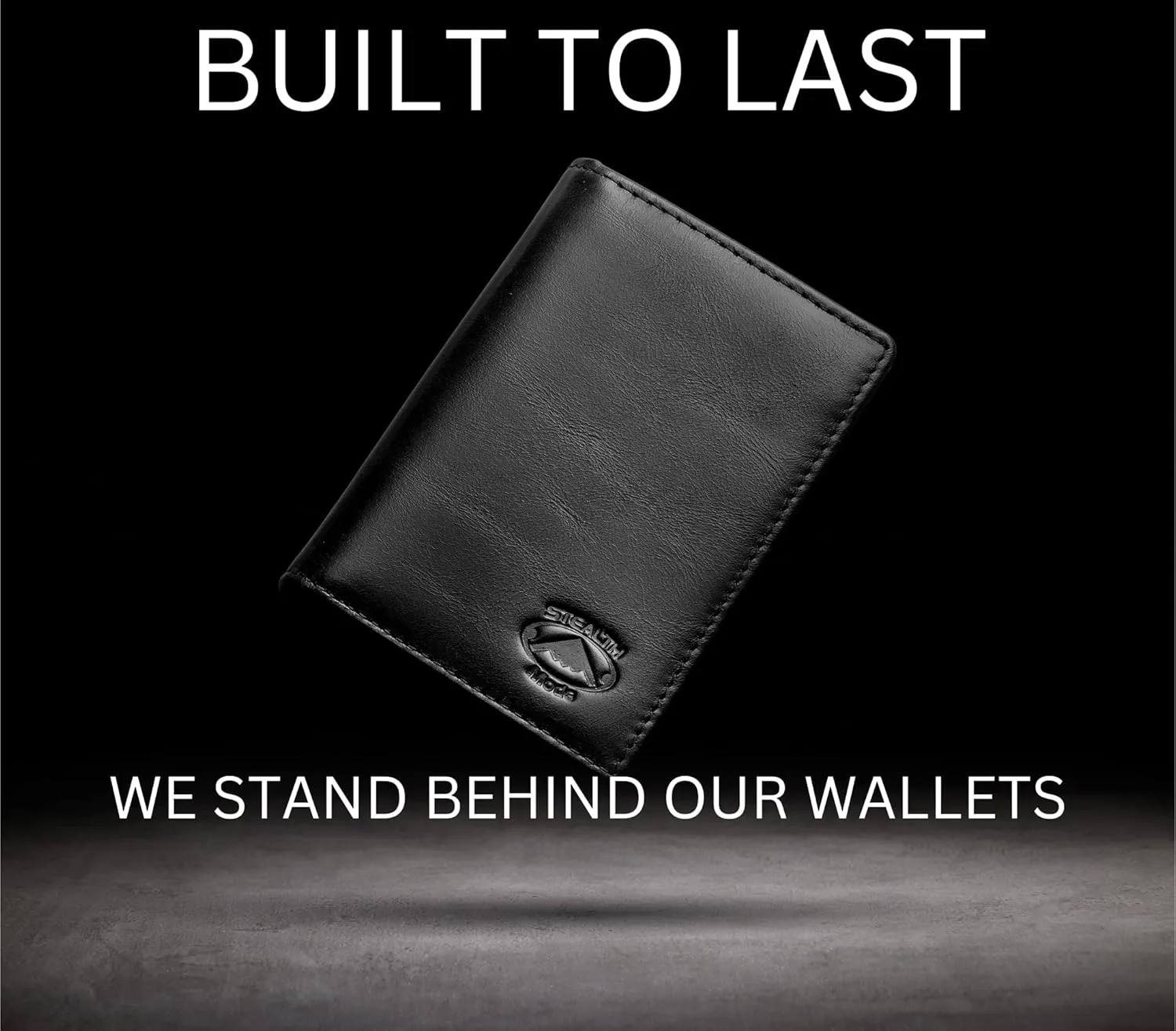 Stealth Mode Men's Slim Front Pocket Wallet - RFID Blocking, Thin Minimalist Bifold Design, Genuine Leather - ID Badge Window and 5 Sleeves for Money, Credit and Debit Cards, Driver's License - Black