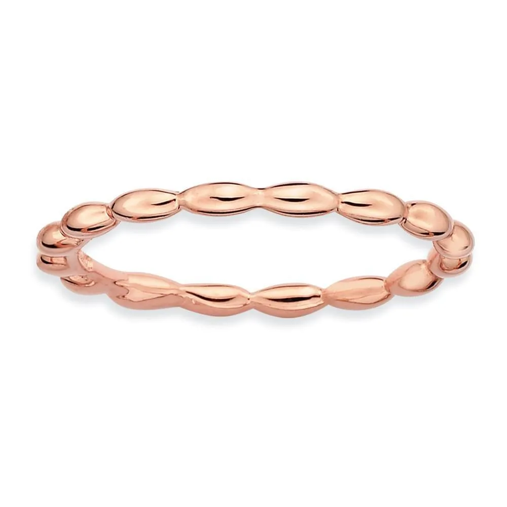 Sterling Silver Pink-Plated Rice Bead Ring
