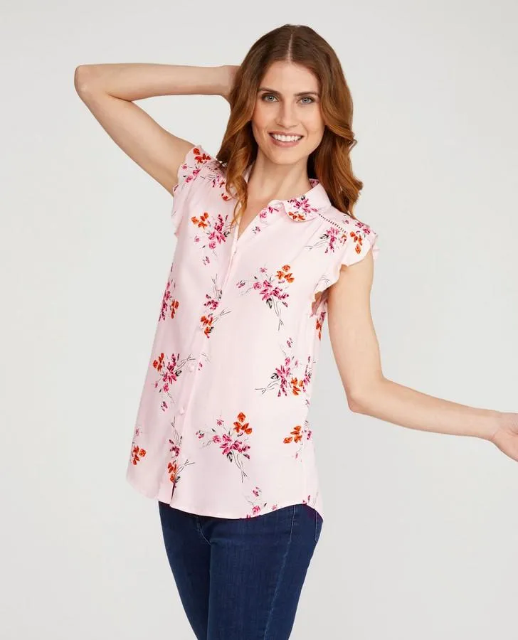Sweet Pea Bouquet Button Through Blouse