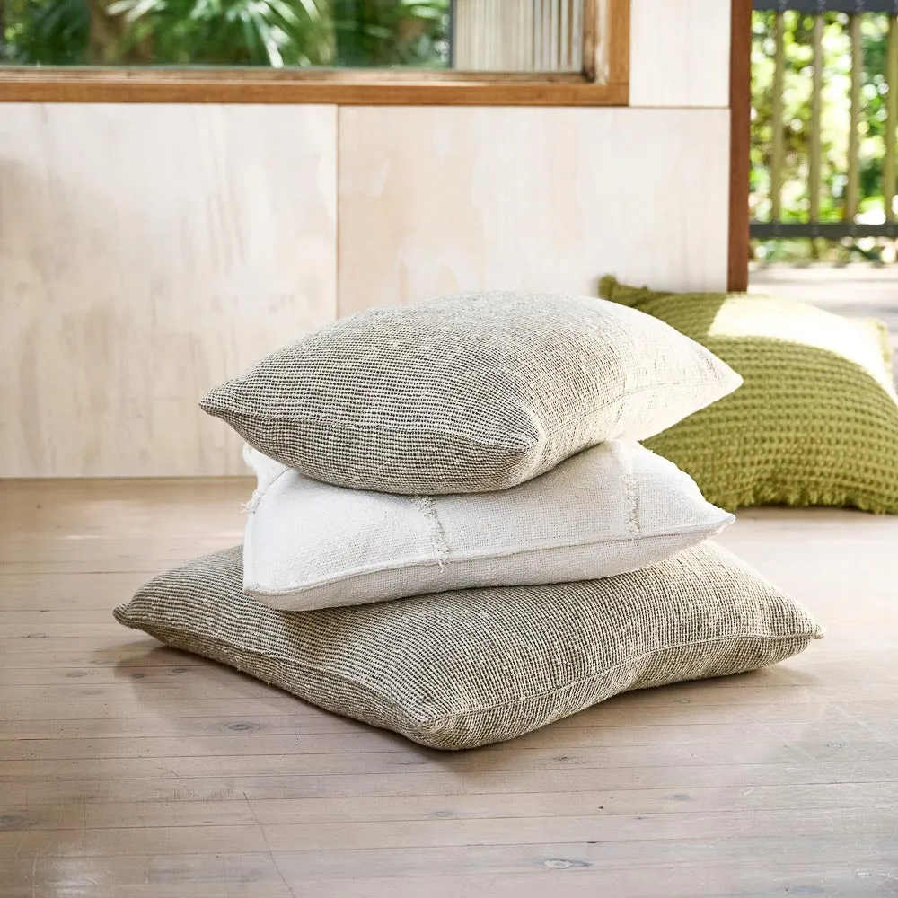 Verdure Linen Cushion - Natural/Green