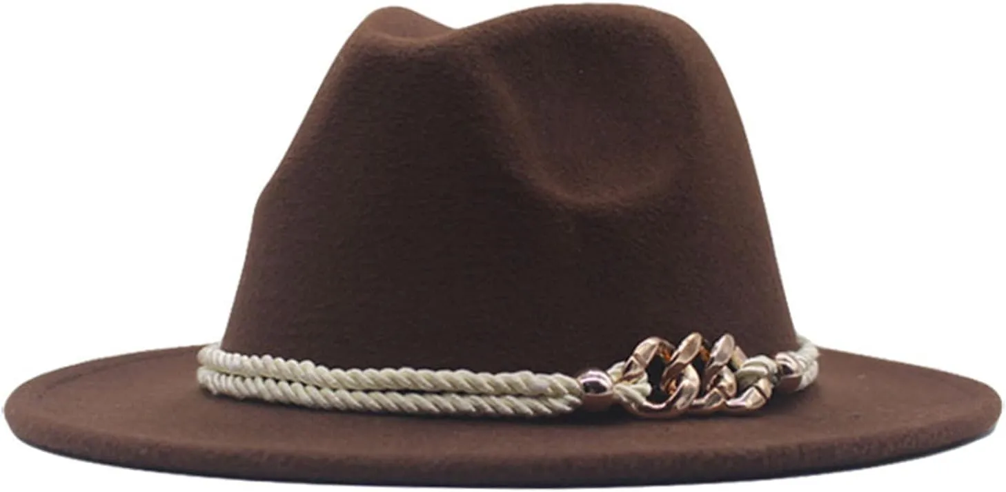 Wide Brim Fedora Hats for Women and Men Classic Panama Hat Men's Two Tone Dress Hat with Belt Buckle Women Hat